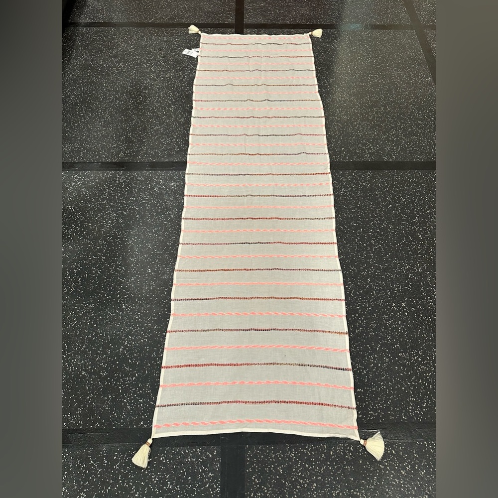 🆕 J.Jill Woven Wrap Scarf Cream Multi Stripe Cotton